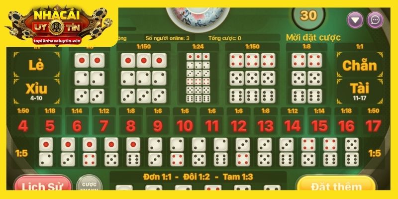Mẹo chơi Tài xỉu dễ thắng là cần làm quen với bảng cược