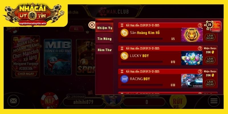 Tham gia chơi game và nhận thưởng tại nhà cái Manclub